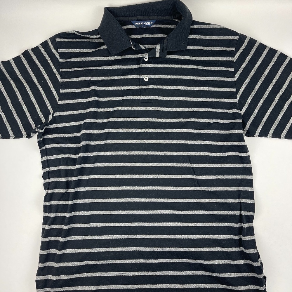 Polo Golf Mens Large Black Striped